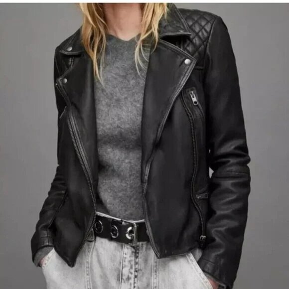 All Saints Jackets & Blazers - NWT All Saints Catch Biker Leather Moto Jacket Black Size 2